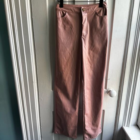 Kittenish Vegan Faux Leather Blush Pink Pants - Picture 2 of 7
